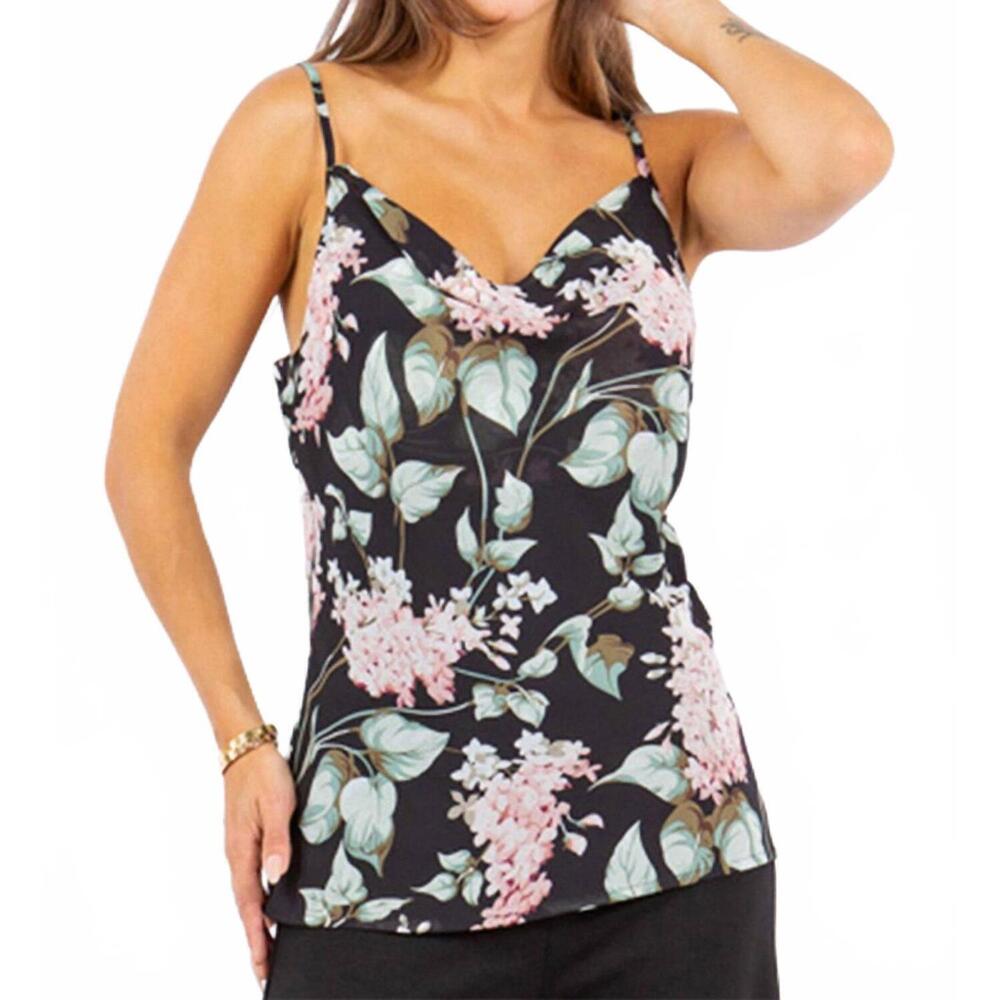 NEW PAPARAZZI georgette floral cami tank top in black